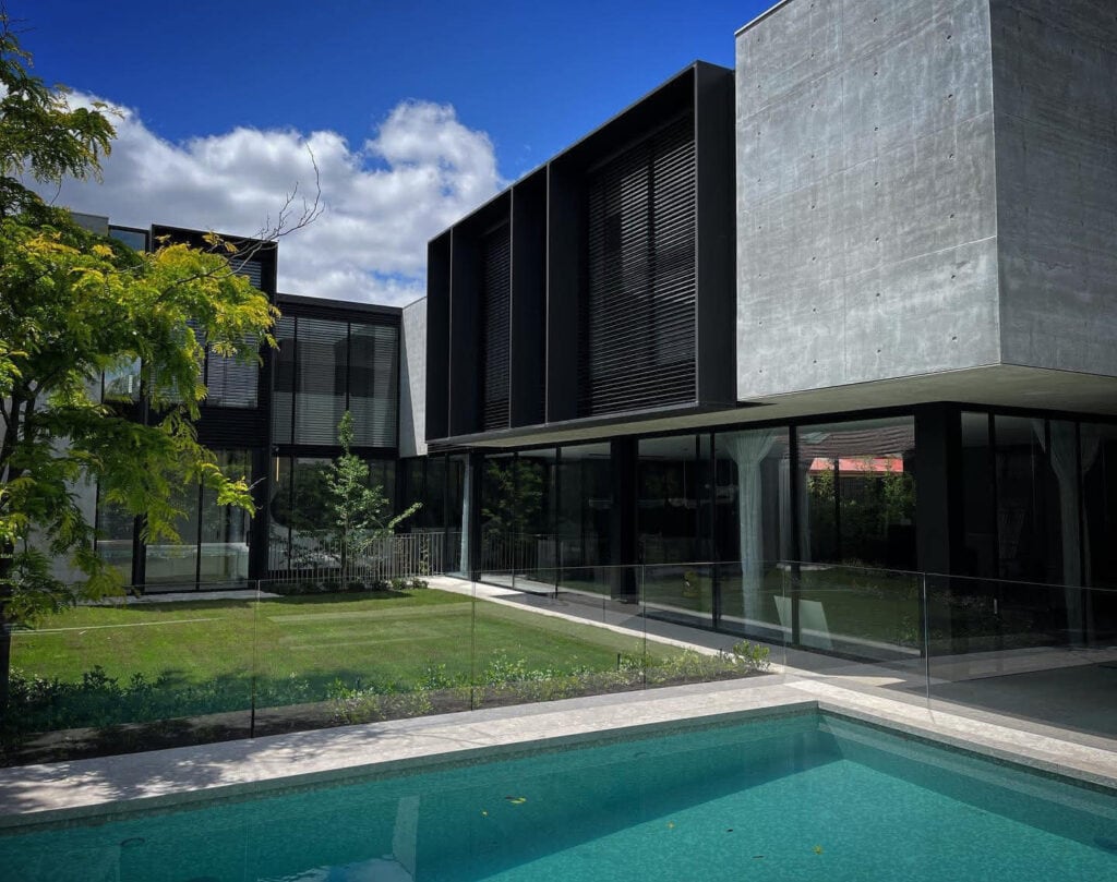 Architectual home showcasing external venetians